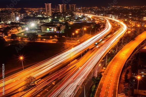 traffic city lights at night, AI Generated