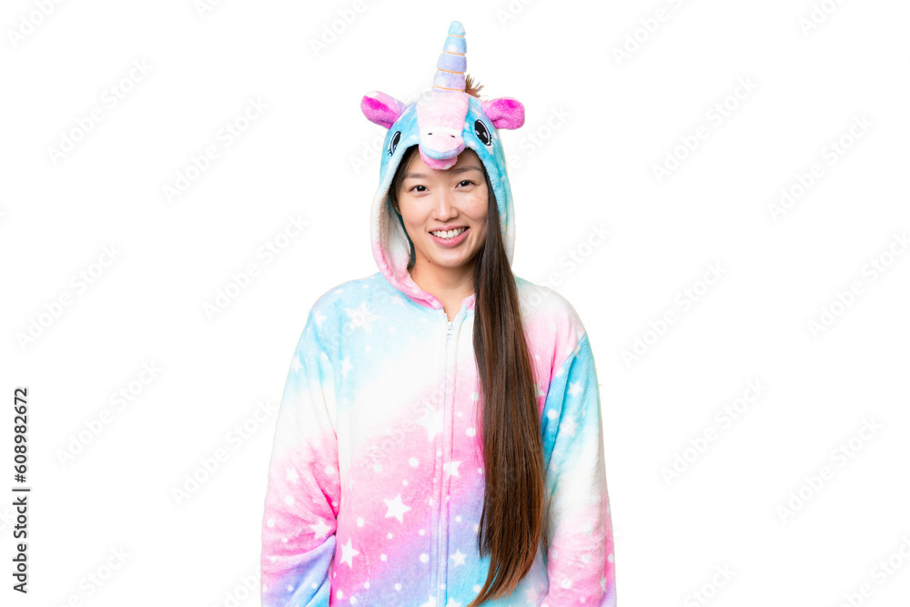 Young Asian woman with unicorn pajamas over isolated chroma key background laughing Young Asian woman with unicorn pajamas over isolated chroma key background laughing