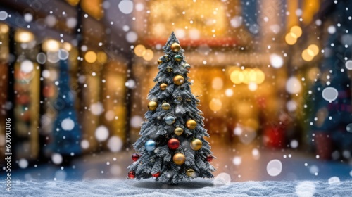 Christmas tree with blurry backgrounds Created With Generative AI Technology