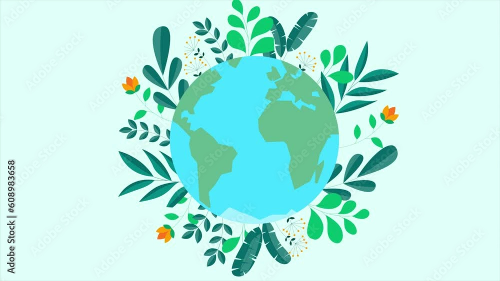 green earth with flowers and leaves green earth with flowers and leaves