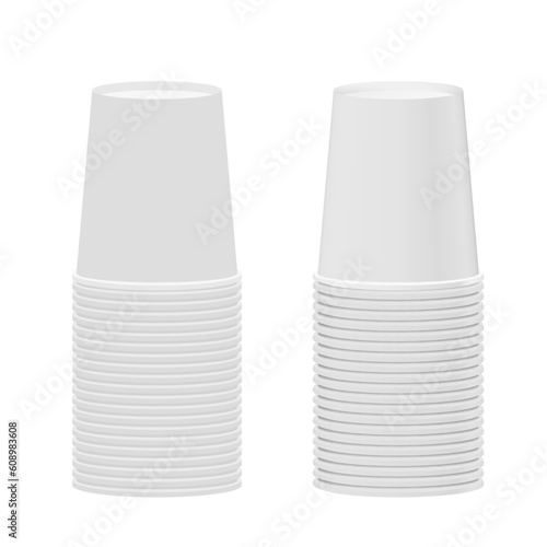 Stacked Paper Cups In Flat And Realistic Style