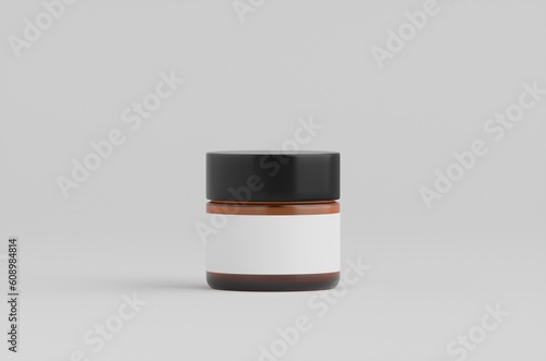 Amber Glass Cosmetic Skincare Jars Mockup 3D Illustration