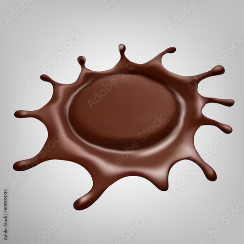 3D Realistic Dark Chocolate Splash Podium Isolated