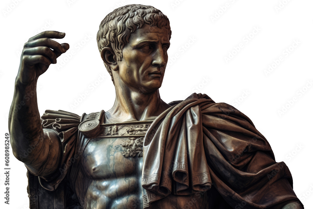 Illustrator of Julius Caesar Statue. Gaius Julius Caesar was a Roman general and statesman. Generative AI - obrazy, fototapety, plakaty 