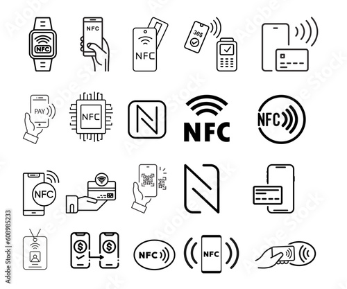 Icon set NFC on digital payments. Vector illustration.