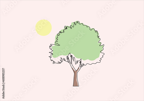 Continuous one-line drawing tree frog world wild life concept