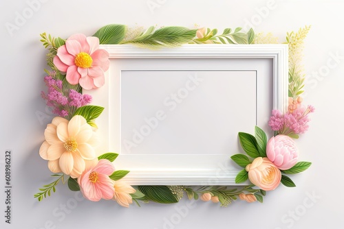 Frame Background Decorated with Flower Ornament Generative AI