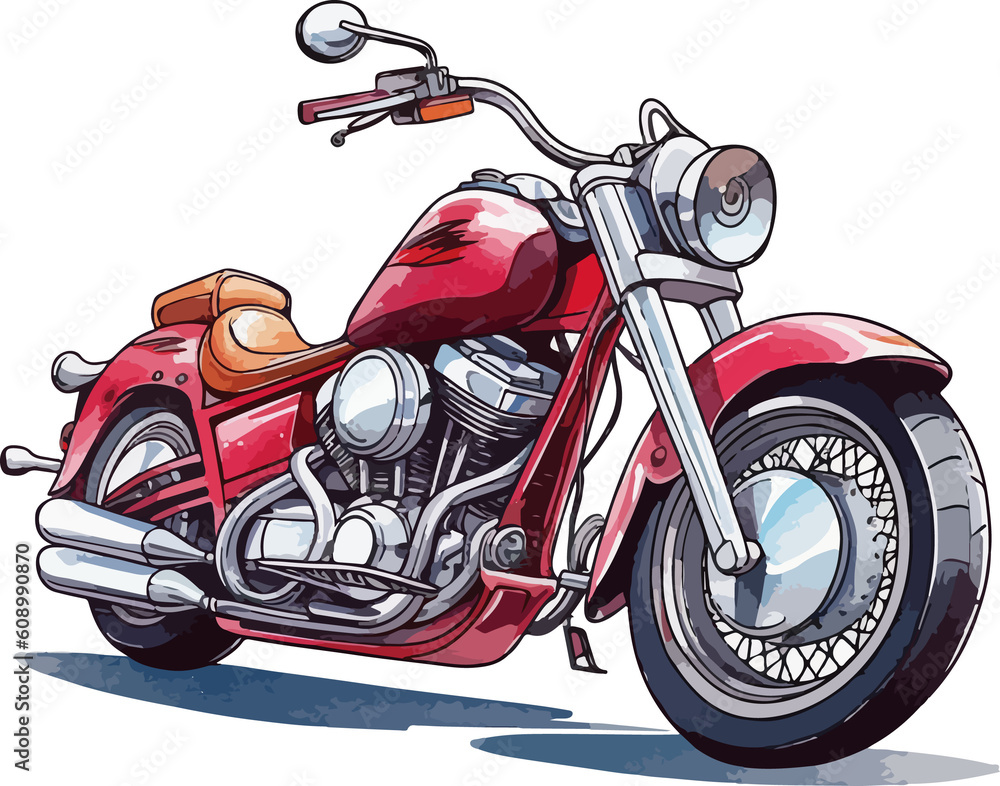 hand drawn cartoon motorcycle illustration material