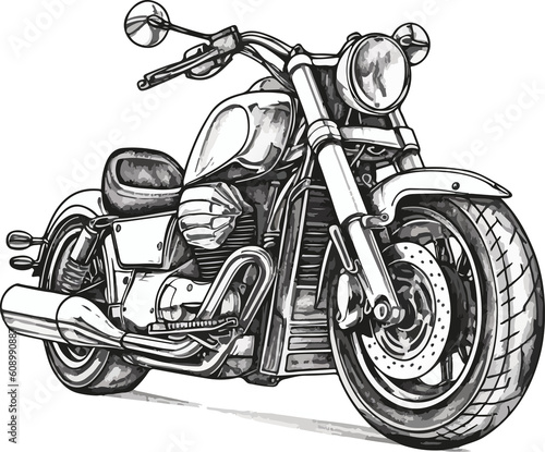 hand drawn cartoon motorcycle illustration material
 photo