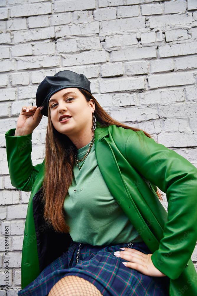 Plus size plaid leather skirt hotsell