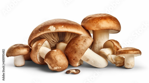 A pile of mushrooms on a white background.generative ai