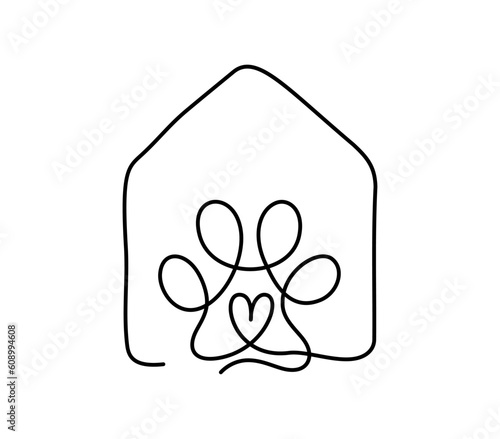 dog cat pet house home hotel love logo vector icon line art outline. Hand drawn illustration shop monoline with place for text