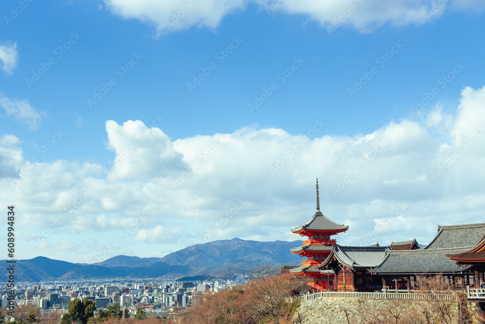 The most beautiful viewpoint of Kiyomizu-dera Temple is a popular tourist destination in Kyoto, Japan.