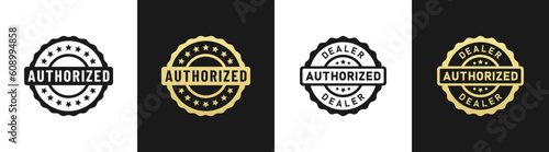 Authorized dealer stamp or Authorized dealer label vector isolated flat style. Best Authorized dealer stamp for service design element. Authorized dealer label vector for reliable service design.