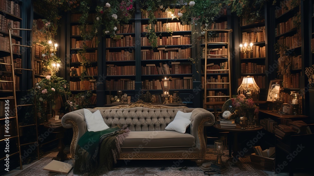 a secret garden style library
