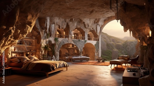 Architectural visualization Luxury Cave House