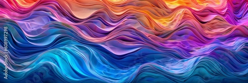 Abstract waves in bright and colorful style. Generative AI