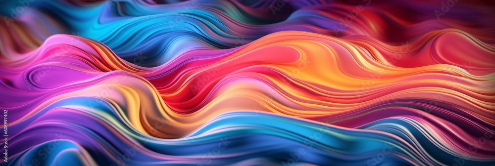 Obraz premium Abstract waves in bright and colorful style. Generative AI
