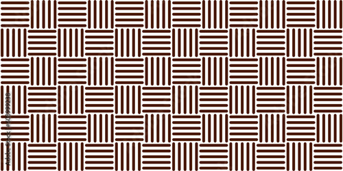 Basketweave brown and white seamless pattern with crossed lines. Basket weave bamboo texture. Simple monochrome background. Vector abstract illustration