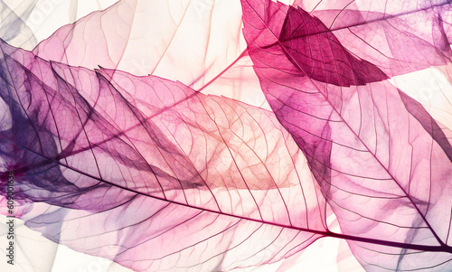 abstract leaf in pink and purple colors against white background