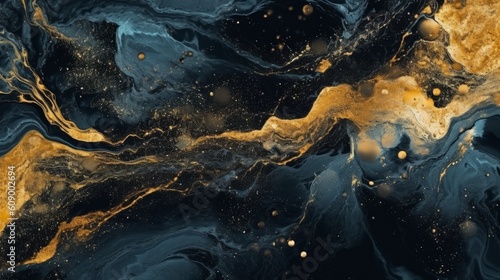 Elegant and luxurious abstract marble background with a combination of black and gold colors. Generative AI