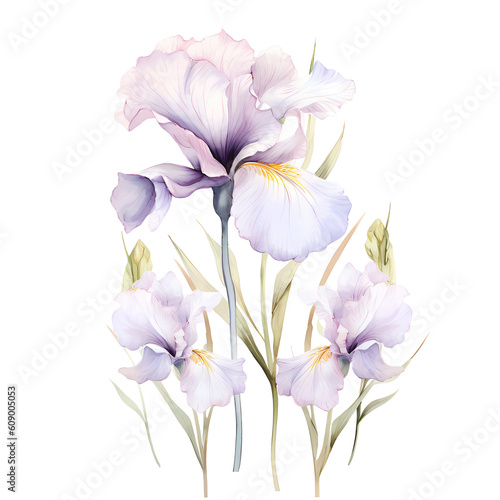 watercolor blue iris flower