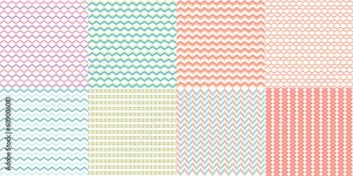 Fototapeta Naklejka Na Ścianę i Meble -  set collections colorful cute seamless vector pattern design for print Perfect for background wallpaper, wrapping paper, scrapbooks, invitations, greeting cards, textile