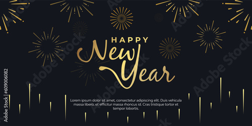 Dark blue background happy new year 2024 background with fireworks.