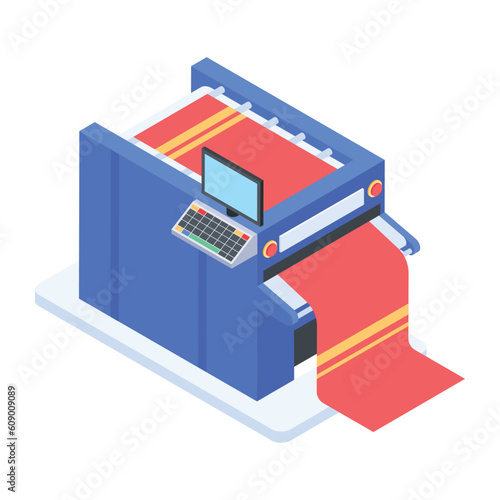 Get isometric icon of steam press 