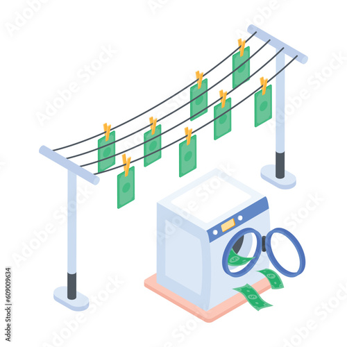 An isometric icon of money laundering