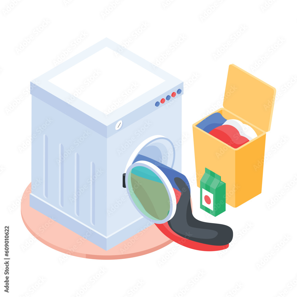 An isometric icon of washing machine An isometric icon of washing machine