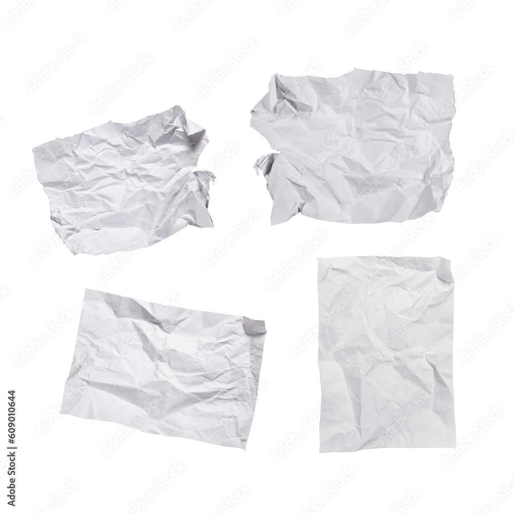 Worn and wrinkled white paper sheets Worn and wrinkled white paper sheets