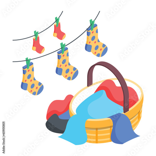 An isometric icon of drying rack 