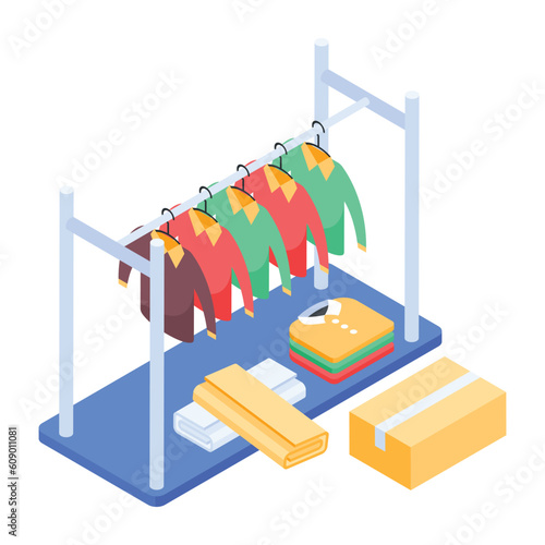 An isometric icon of drying rack 