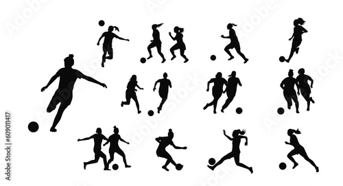 Woman soccer silhouette  Female Soccer Player Kicking Ball