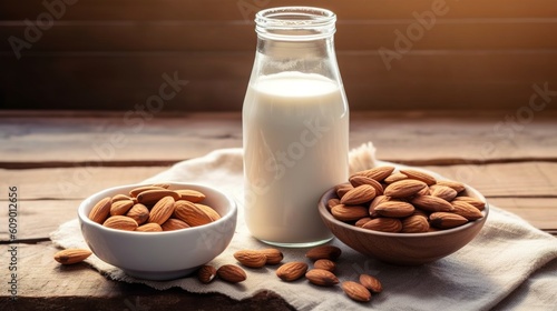 Almond milk and almonds  Generative AI