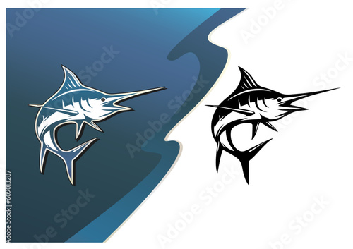 Swordfish vector illustration, two examples