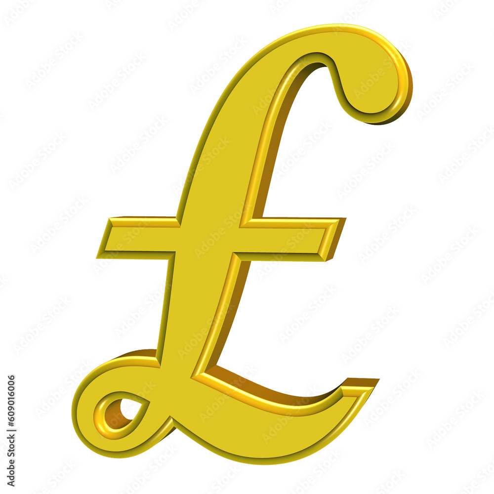 Golden sterling symbol isolated Golden sterling symbol isolated