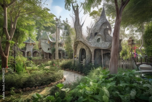 majestic garden, filled with towering trees and magical creatures, straight out of a fairy tale, created with generative ai