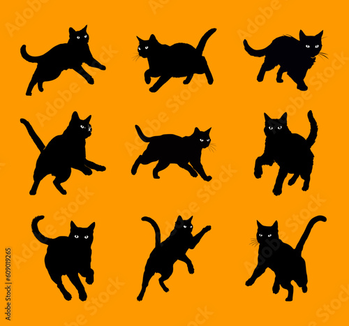 cats silhouette vector illustration 