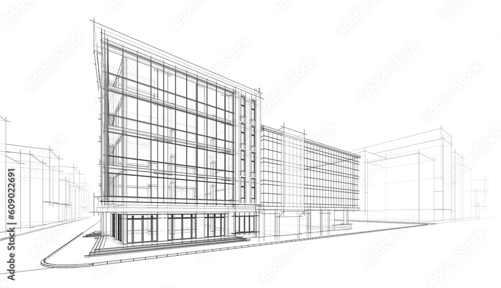 Modern office building concept 3d rendering Modern office building concept 3d rendering