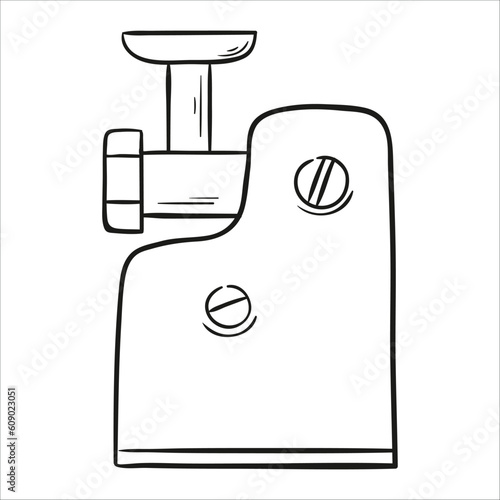 Electric meat grinder. Hand drawn vector illustration