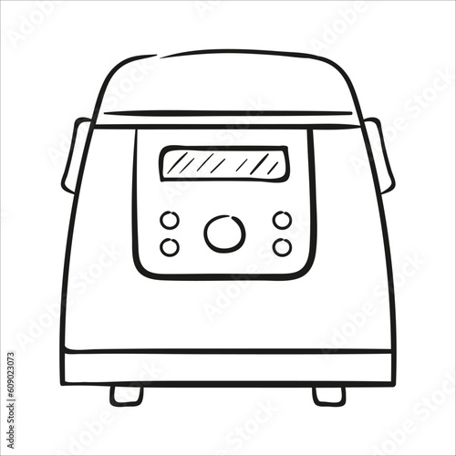 Multicooker. Hand drawn vector illustration