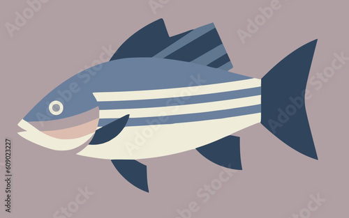 striped bass in flat design