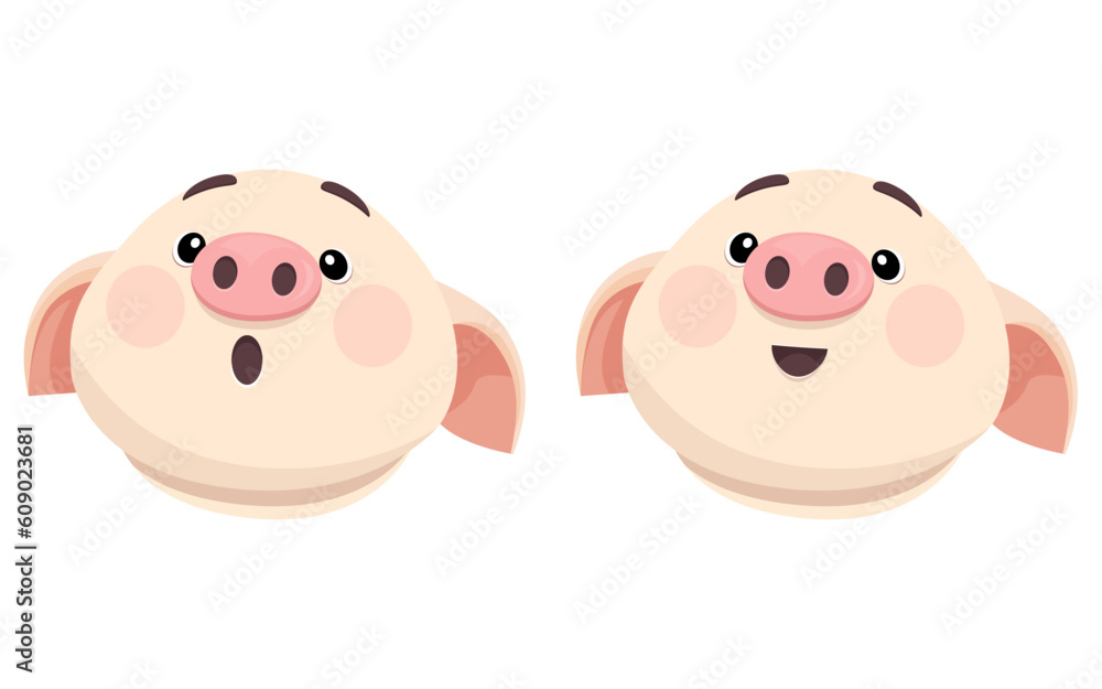 cute pig cartoon for mobile concept and web design. smiling pig face emoticon. cute pig cartoon for mobile concept and web design. smiling pig face emoticon.
