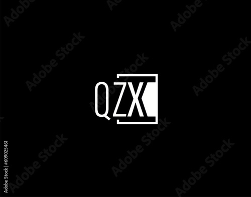 QZX Logo and Graphics Design, Modern and Sleek Vector Art and Icons isolated on black background