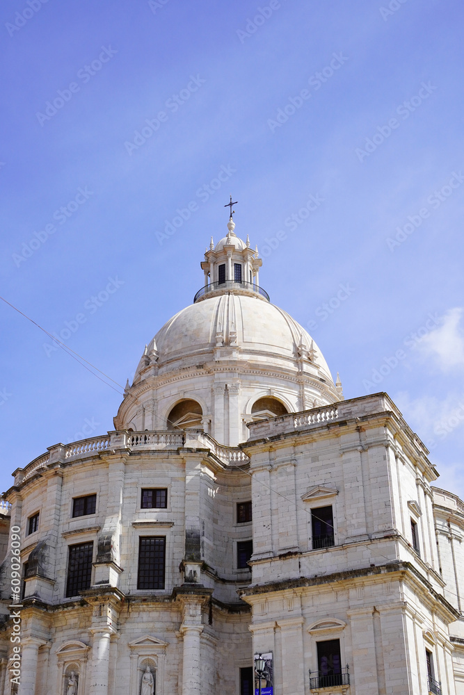 National Pantheon dome  (Santa Engrácia church)  in blu sky of Lisbon, Spain 