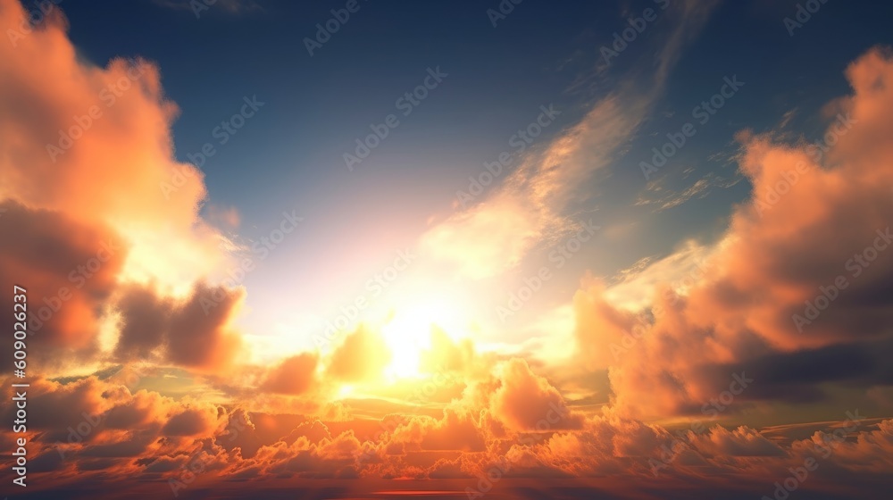 Celestial World concept:Sunset sunrise with clouds, Generative AI Celestial World concept:Sunset sunrise with clouds, Generative AI