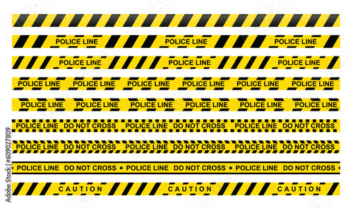 Dangerous Tape Pattern. CrimeLine: Abstract Police Tape. Vector Seamless Illustrations Set © Bbl_gun