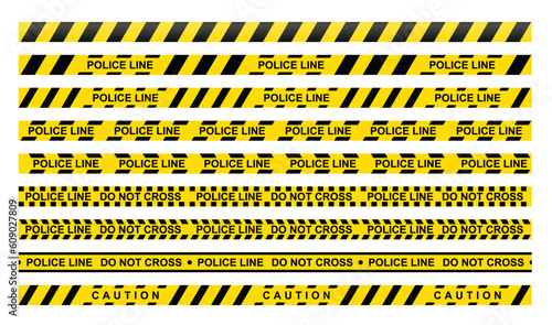 Dangerous Tape Pattern. CrimeLine: Abstract Police Tape. Vector Seamless Illustrations Set
